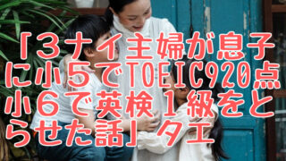 おそらく一番身近なバイリンガル実例『３ナイ主婦が息子に小５でTOEIC920点小６で英検１級をとらせた話』タエ